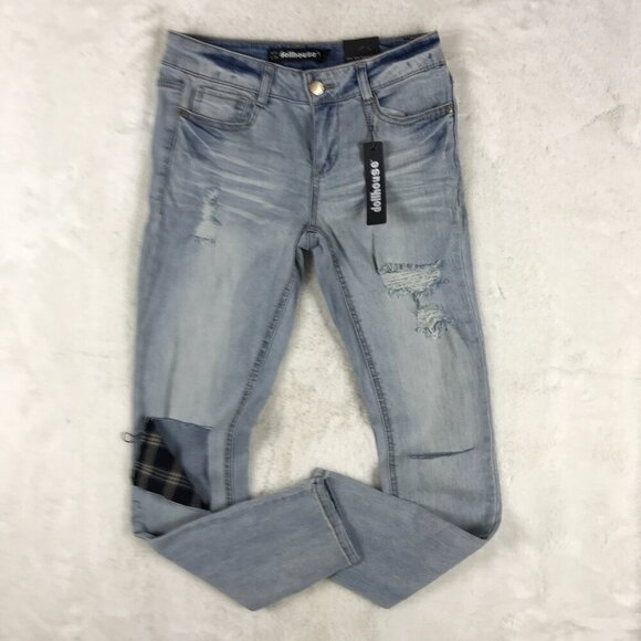 DOLLHOUSE Light Wash Distressed Skinny Jeans NWT 29 - Picture 7 of 10